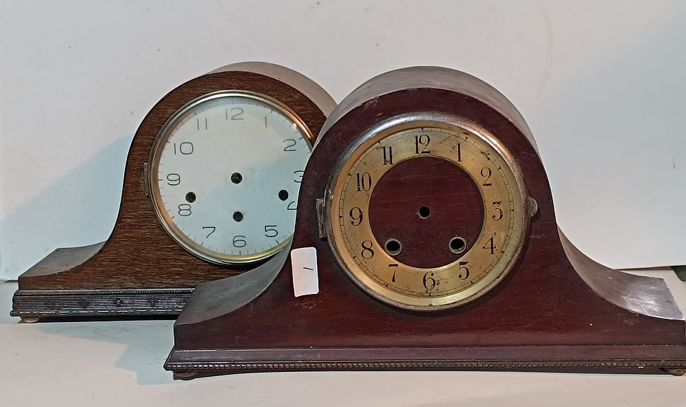 Two Vintage Wooden Mantel Clocks- Needs Attention