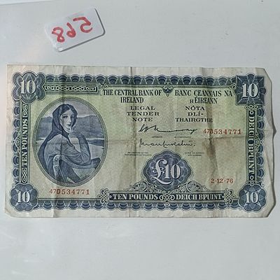 A Central Bank of Ireland Ten Pound Note 2-12-76