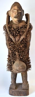 West African Nail Fetish. Male Figure, Probsbly Yambe. Congo. Accroutements of lower gourd 