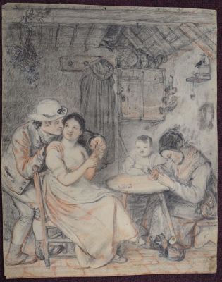 An Interesting Quality 1801 Drawing-Watercolor French, English or perhaps early American, a 
