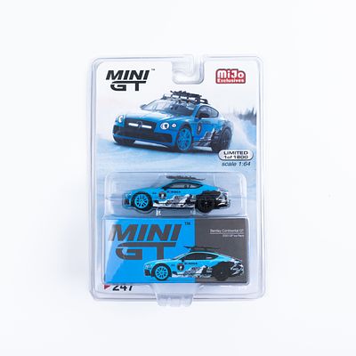 דגם אספנות MINI GT Bentley Continental GT Ice Race במהדורה מוגבלת. דגם מיניאטורי איכותי של 