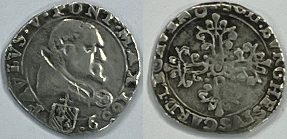 ***נדיר ועתיק - אוויניון פאולוס החמישי (1605-1621) חצי פרנק 1609 - מטבע כסף Avignone Paolo V 