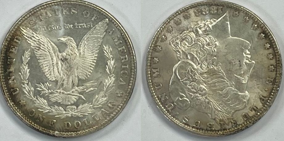 ארצות הברית - מטבע כסף 1 דולר משנת 1883 עשוי מכסף 900 - "מורגן דולר" במצב מעולה. 
משקל 