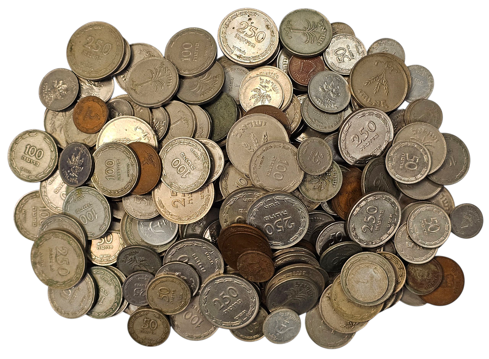 אוסף מטבעות גדול, ישראל תש"ט, ערכים ומצבים שונים. 
2020 גרם.