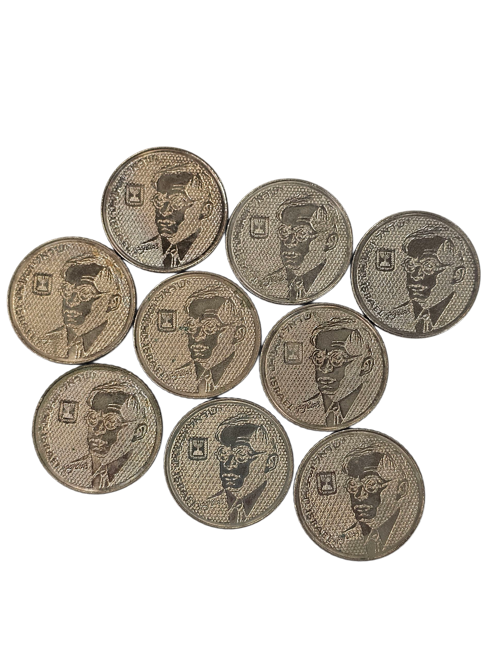 זאב ז'בוטניסקי - 9 מטבעות 100 שקלים מצבים טובים.