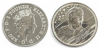 מטבע כסף טהור 999 המלכה אליזבט השנייה דויד בואי 
ארץ : אנגליה 
שנת הנפקה 