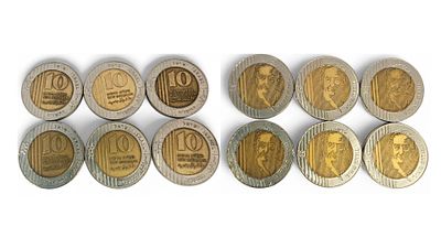 שישיית מטבעות עשרה שקלים גולדה מאיר.