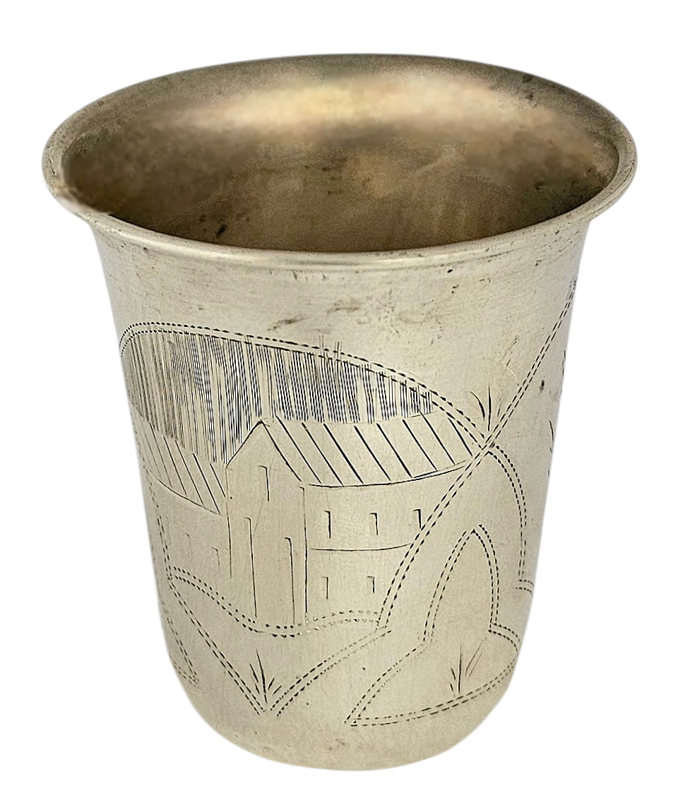 Silver l'chaim cup, Schmiedl &amp; S&ouml;hne. 
Austria Hungary, end of 19th century/beginning of 
