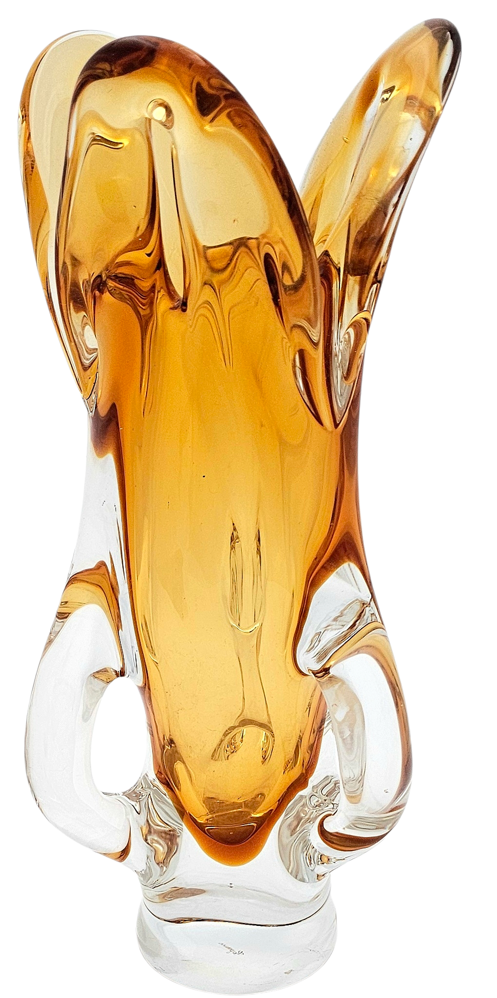 Egermann Bohemian crystal amorphic elegant vase. 
Weight: 2.655 kilo. 
30cm height x 