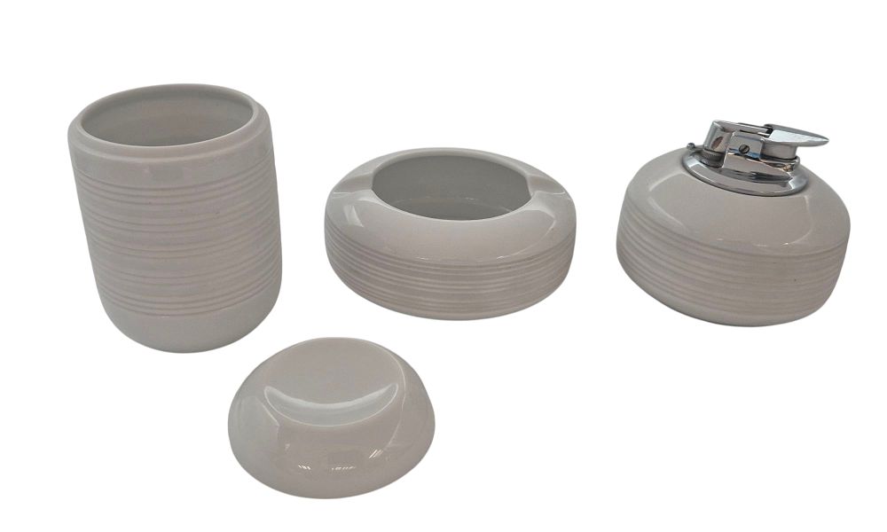 Cigarette set by designed by Tapio Wirkkala for Rosenthal. 
Three piece set: cigarette 