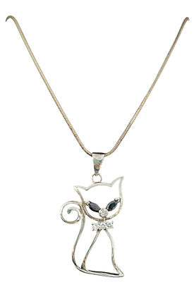 מגנוליה, שרשרת כסף 925 סטרלינג - באריזה מקורית, עיצוב : שרשרת עם תליון של חתול מכסף, משובץ אבני 