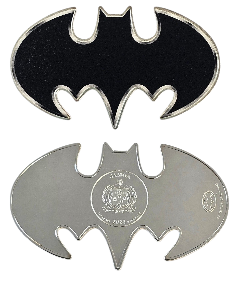 BATMAN מטבע כסף טהור בערך 5 דולר סמואי, 999, בטראנג (Batarang) בהוצאה מצומצמת של 20,000 יחידות 