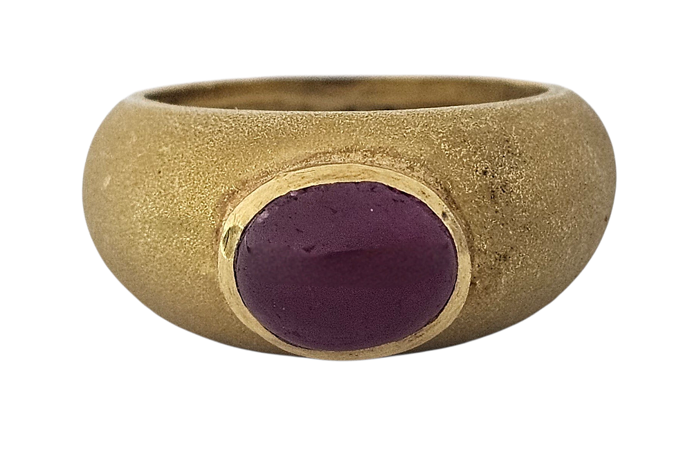 Antique 18k gold ring, set with ruby. 
Weight: 11.3 grams. 
Size: Israeli 17, American 6.5 