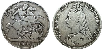 מטבע כסף שטרלינג 925 , המלכה ויקטוריה - 1892 מצב VFמטבע כסף בריטי משנת 1892, משקל ומידות: 28 