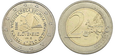 מטבע 2 אירו סלובקיה 2011 (מצב AU) – 20 שנה להקמת קבוצת וישגראד (Visegrad Group). 
קבוצת 