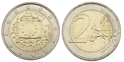 מטבע 2 אירו סלובקיה 2015 (מצב Aו) - 30 שנה לדגל האיחוד האירופי 
המטבע הונפק לציון 30 שנה 
