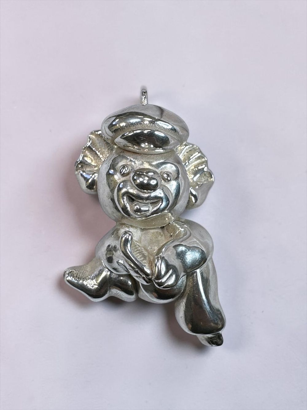 תליון 925 ליצן לעגלת תינוק / עריסה, דקורטיבי עשוי כסף 925 בעבודת אלקטרופורמינג, בעיצוב תלת־ממדי 