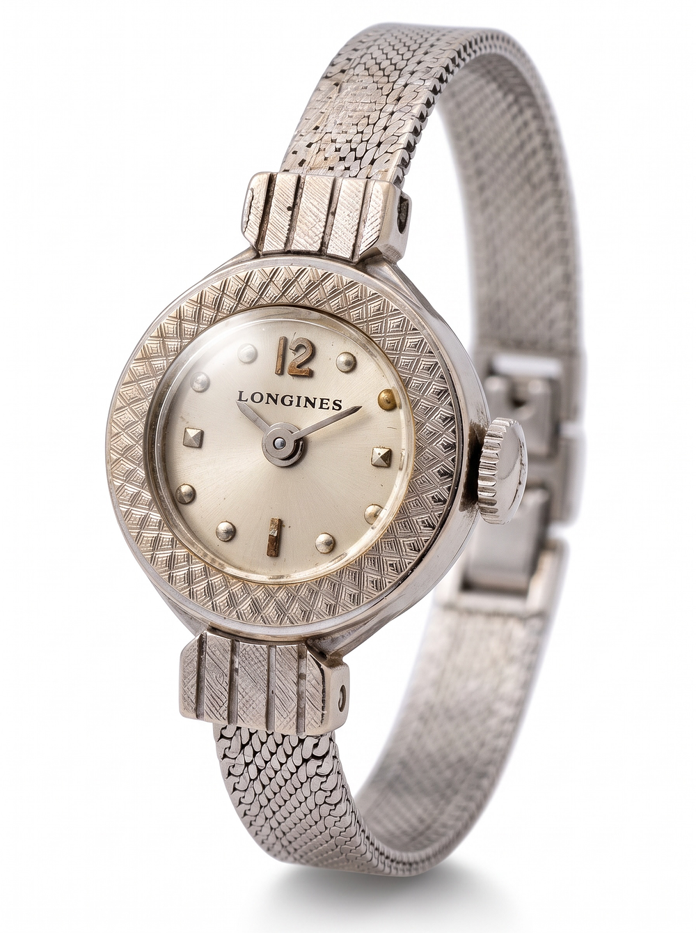 LONGINES - Longines ladies' Art Deco geometric wristwatch, made of 14k white gold. 17 