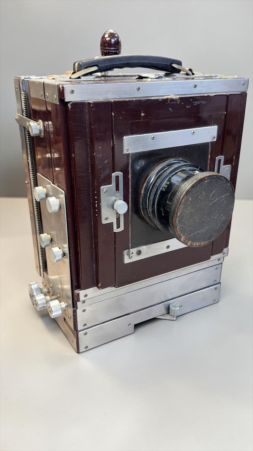 Large, antique German accordian camera by Jos. Schneider & Co. Early 20th century. Comes with 
