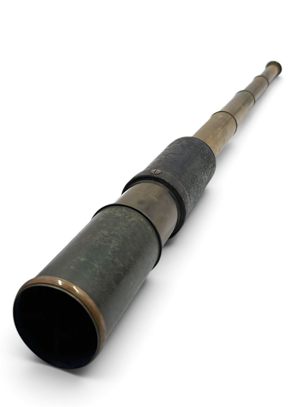 Antique 19th-century English captain's single-draw marine telescope, made of brass with 