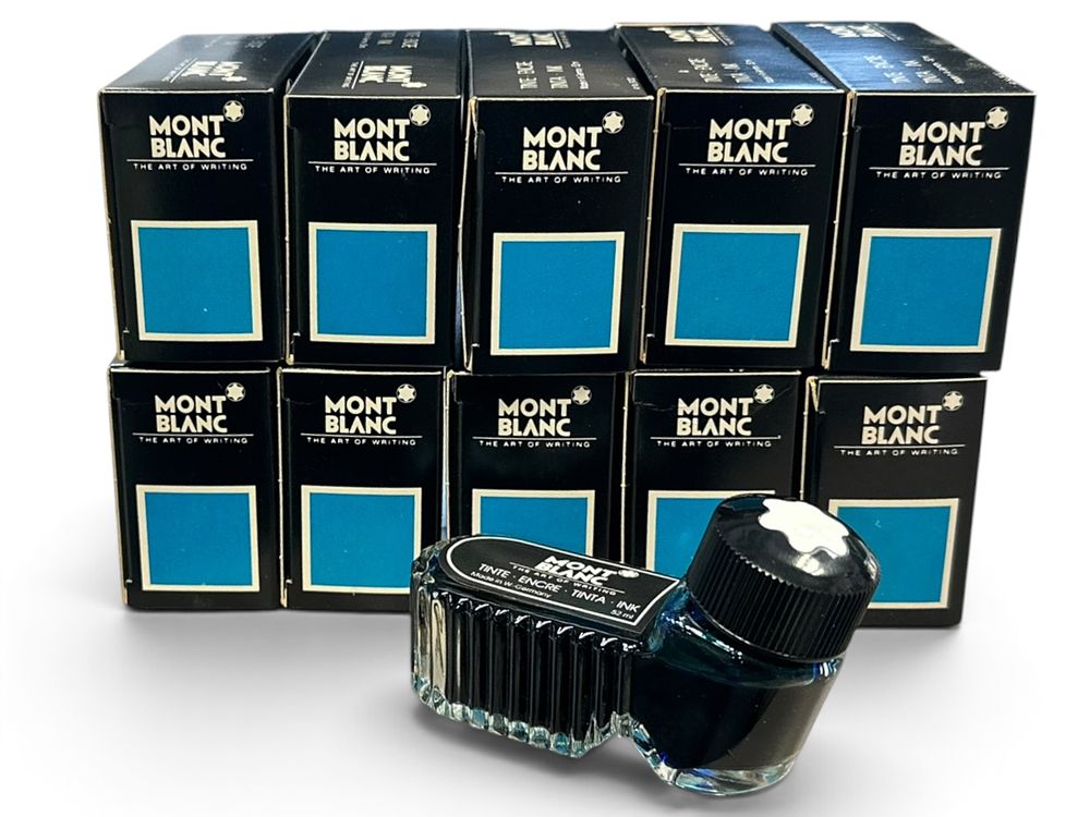 Montblanc -מארז עשר קסתות דיו בצבע כחול טורקיז . ארץ יצור: גרמניה מצב חדש באריזה מקורית. כל קסת 