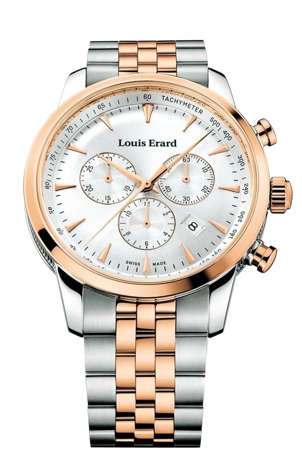 Louis Erard - שעון יד שוויצרי לגבר במצב חדש דגם H&eacute;ritage Chronograph מנגנון Quarz, קוטר 42 מ"מ 