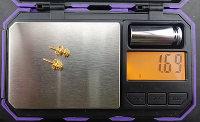 Pair of Gold Earrings. These are 21.6K Gold and Weigh 1.68g