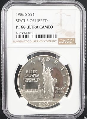 1986-S Statue of Liberty Coin. NGC Graded PF 68 Ultra Cameo
