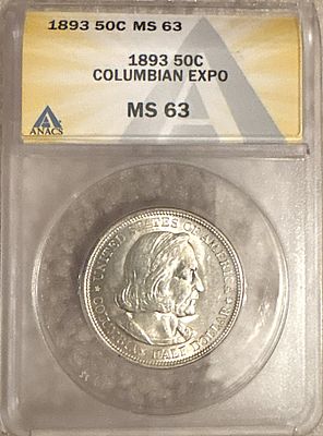 1893 Columbian Expo Half Dollar. ANACS Graded MS63! This is a gorgeous coin!