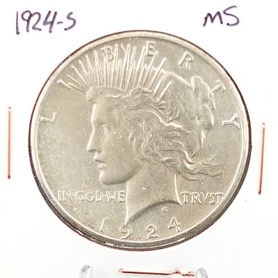 1924-S Peace Dollar. This is a Key Date and Extremely High Grade!