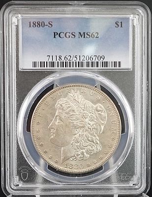 1880-S Morgan Dollar. PCGS Graded MS 62.