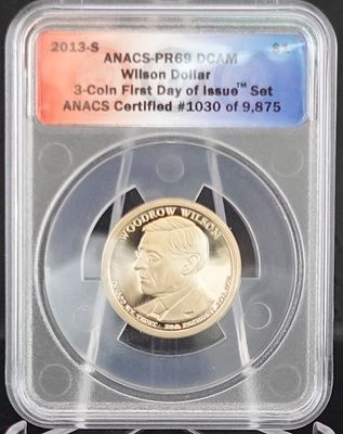 3 Coin Woodrow Wilson Coin Set. High Grades on this Set. ANACS Graded!