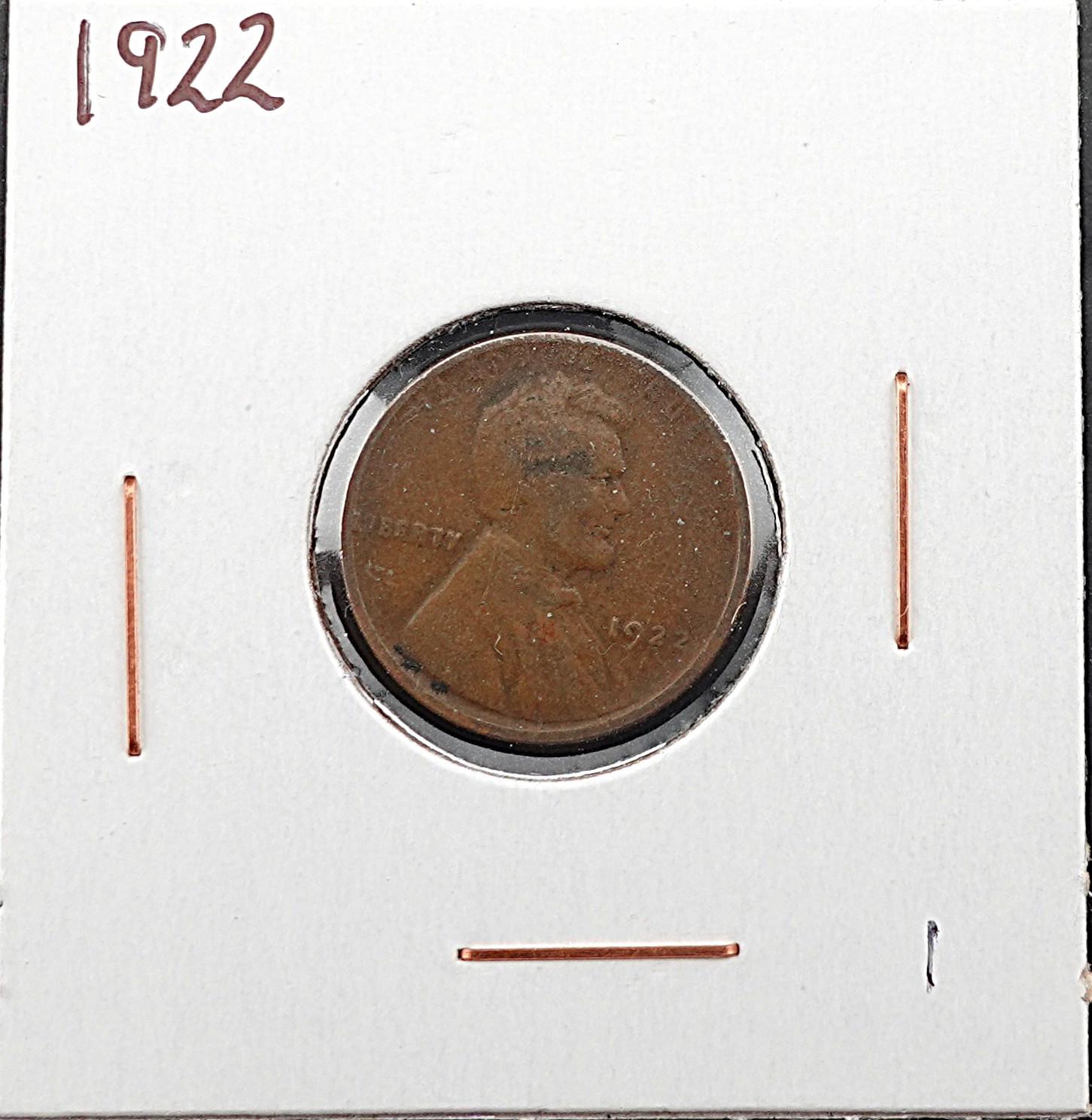 1922 No D Weak Reverse Wheat Cent