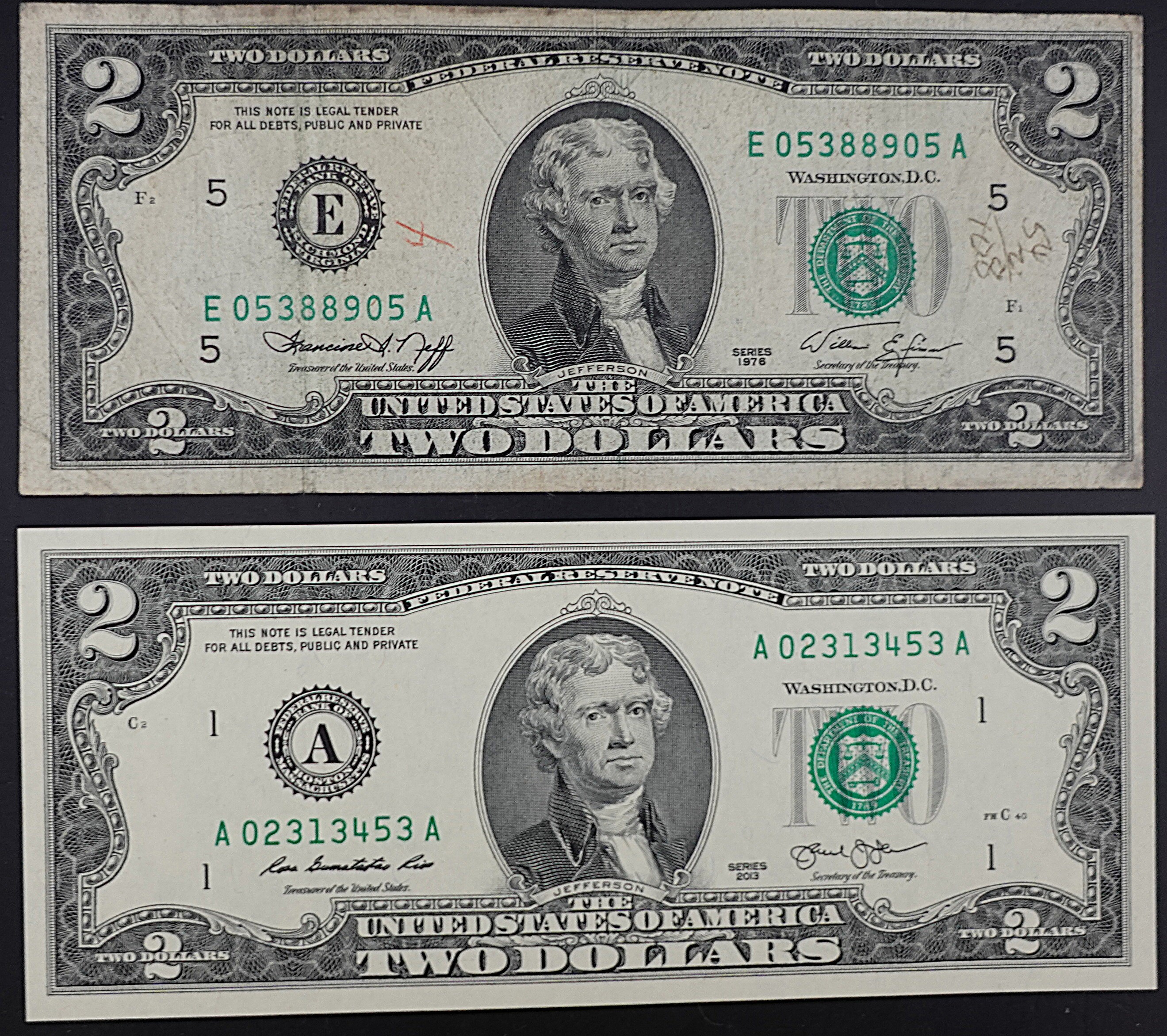 (2) $2 Notes