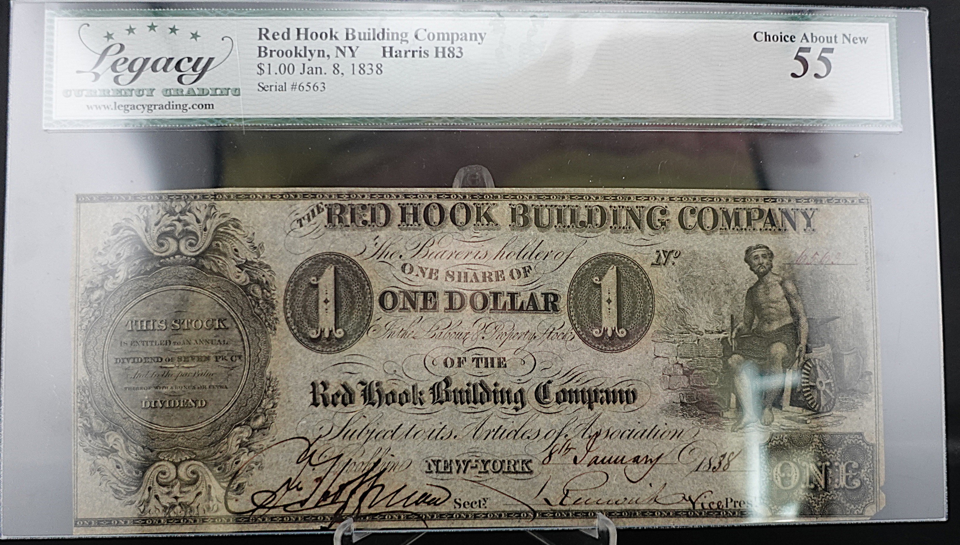1838 Red Hook Building Company, Brooklyn NY $1 Note