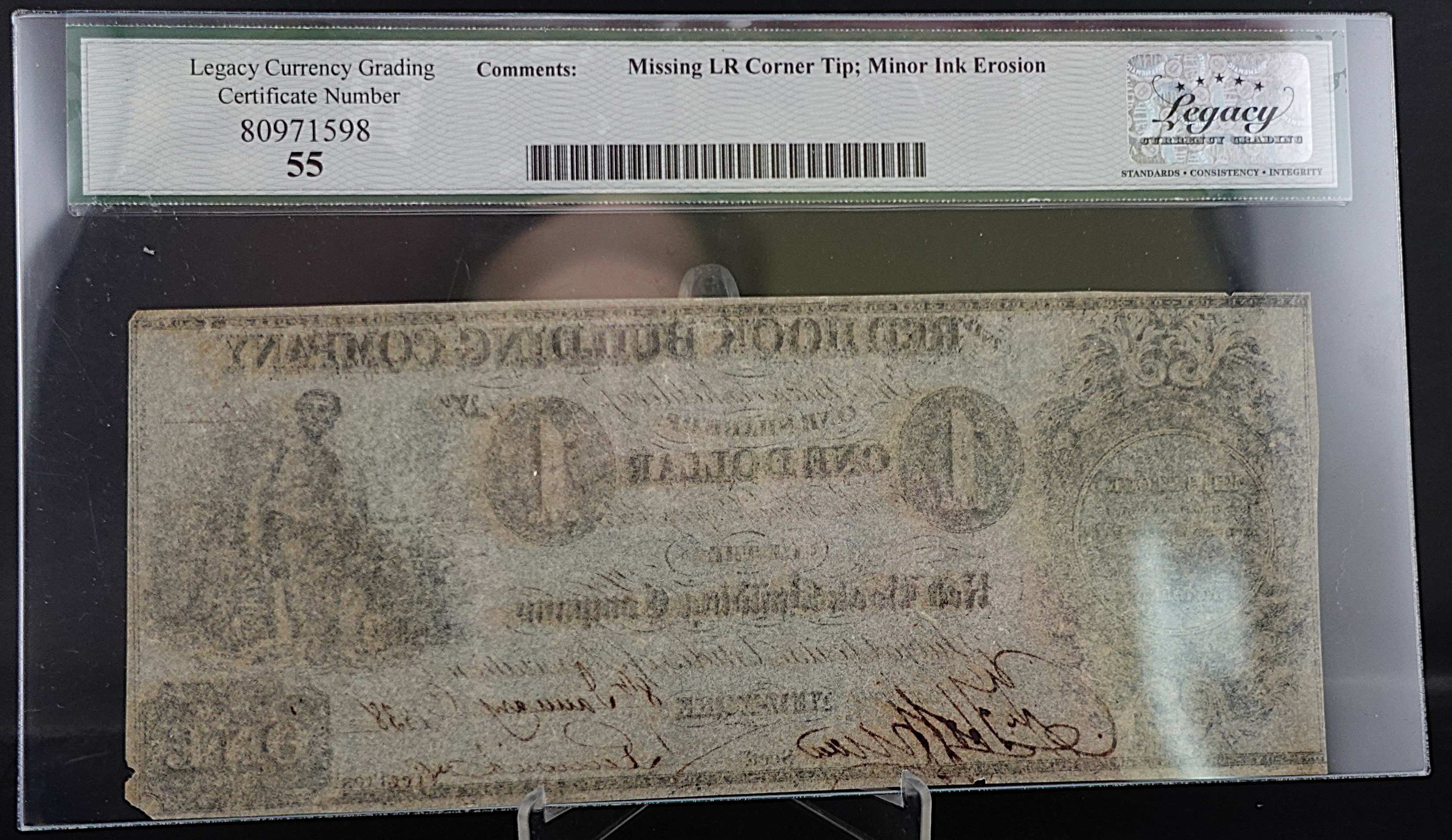 1838 Red Hook Building Company, Brooklyn NY $1 Note