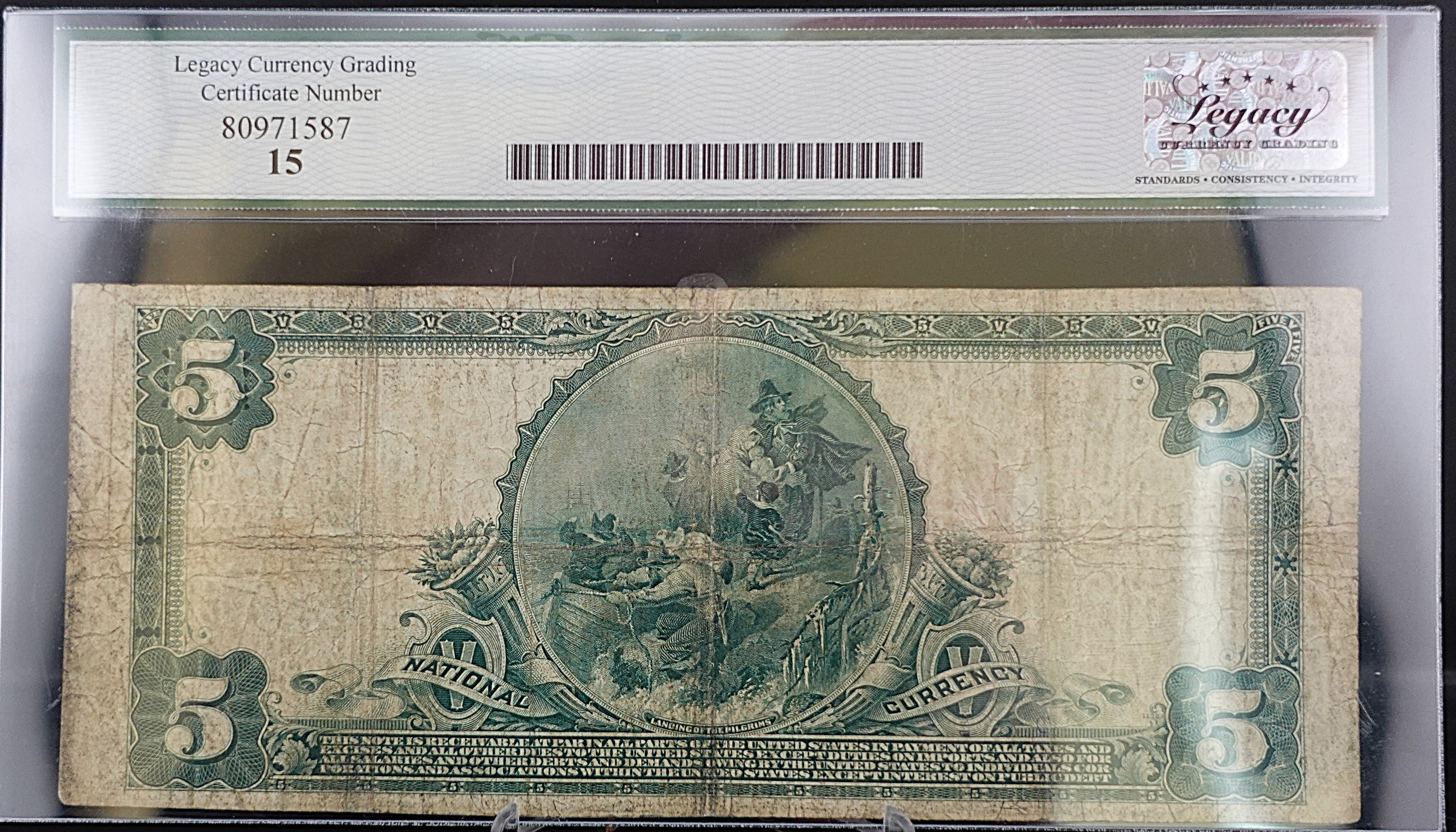 1902 PB The Delaware County NB, Chester, PA $5 Note