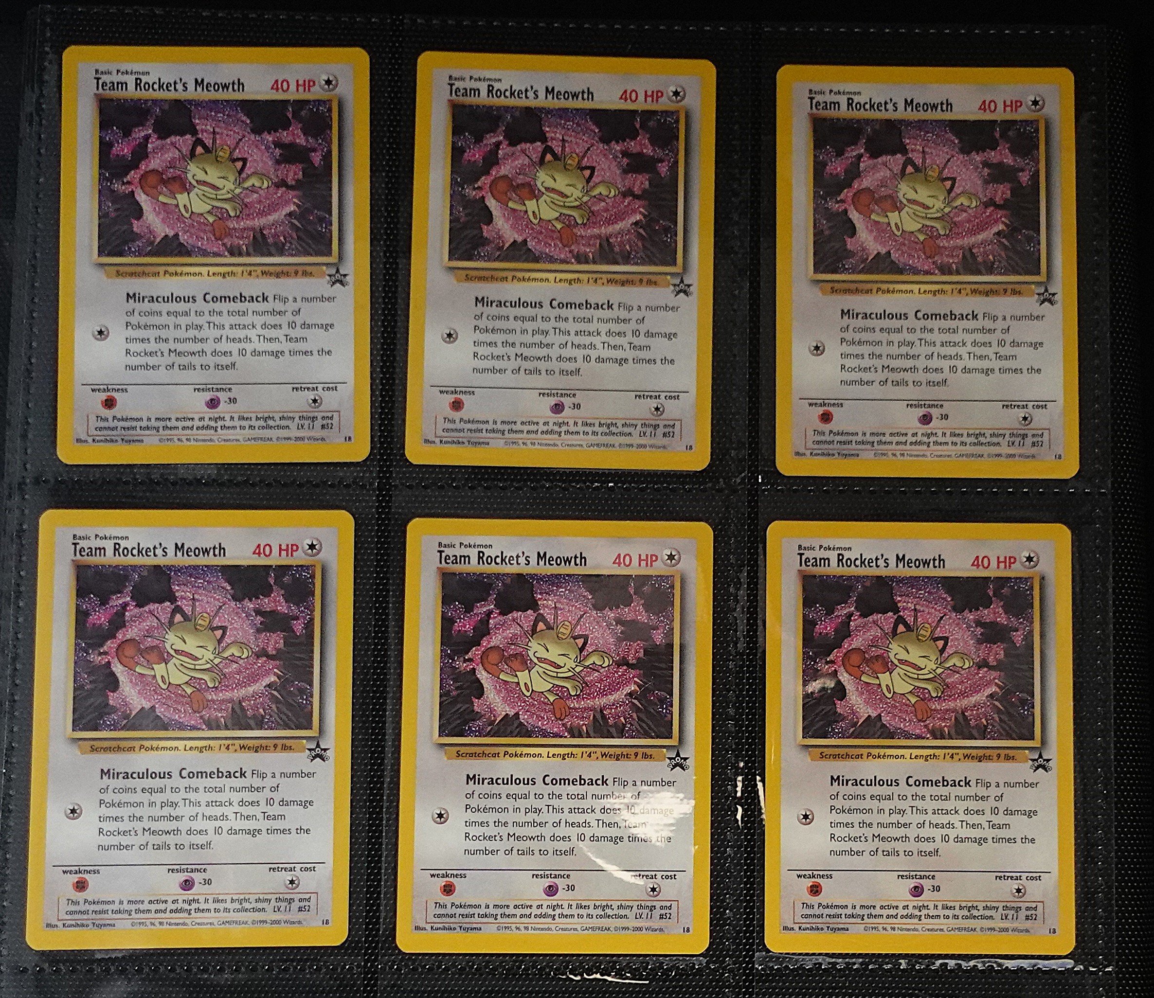 (6) 2000 Black Star League Promo Team Rocket Meowth