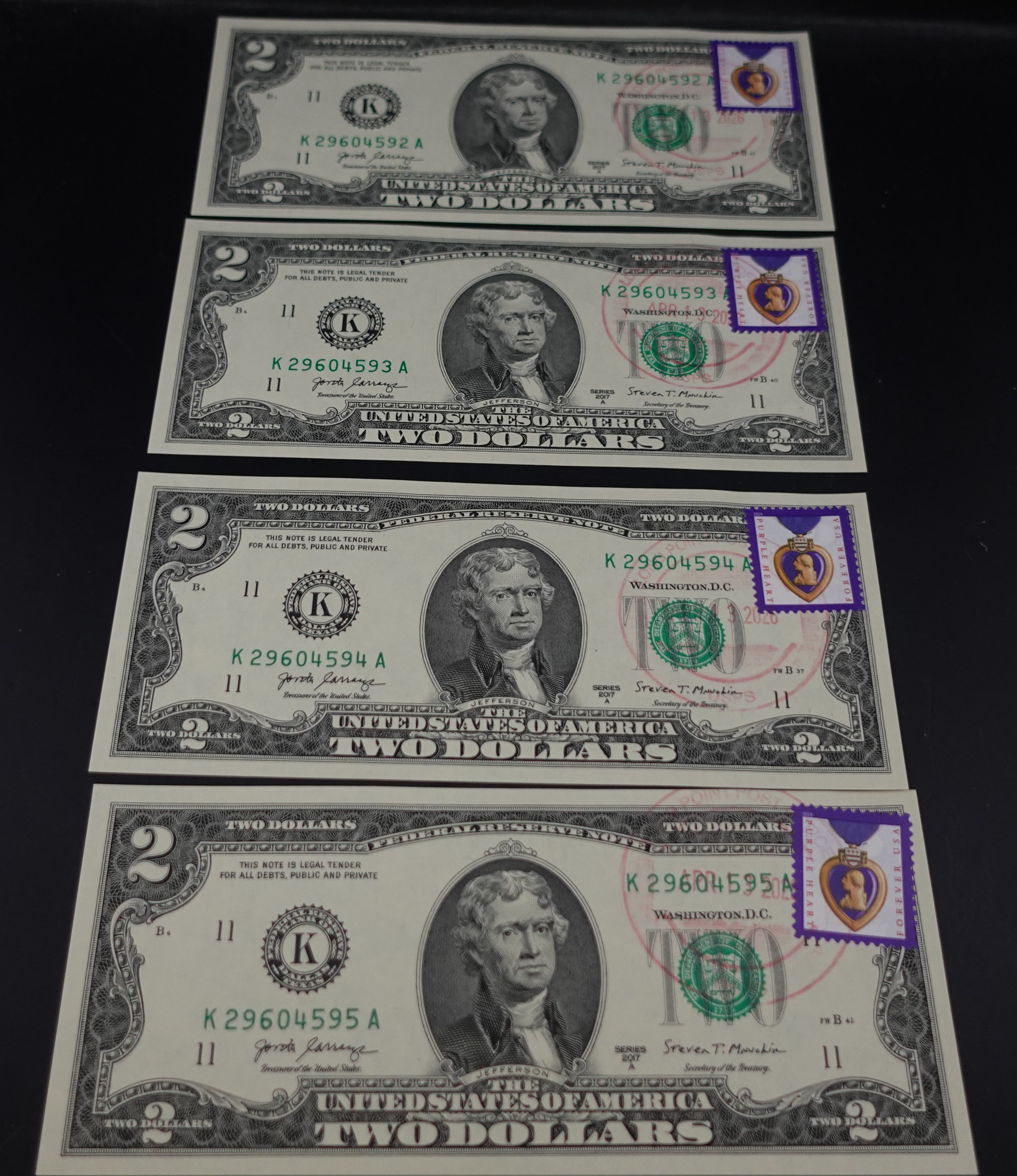 (4) Sequnciail $2 Notes