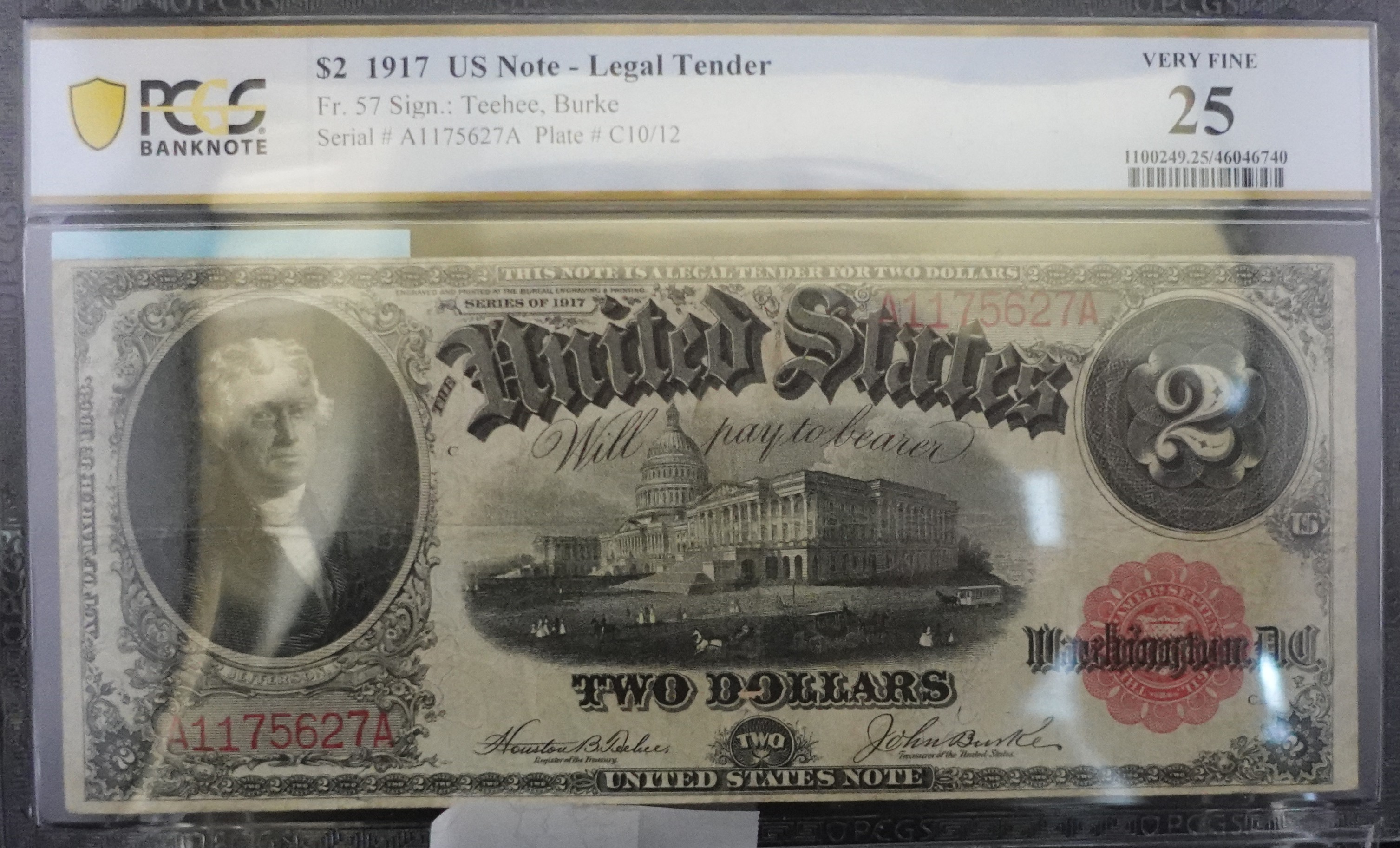 1917 $2 US Legal Note