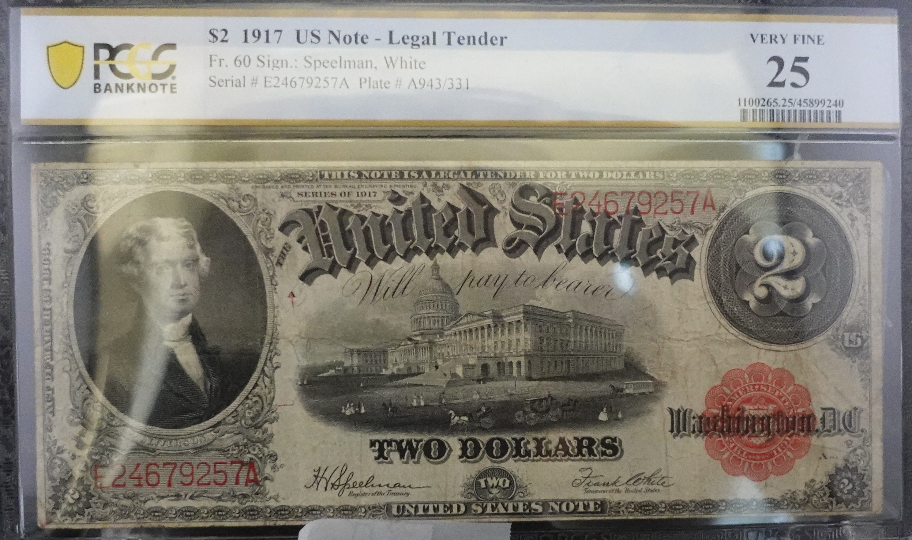 1917 $2 US Note