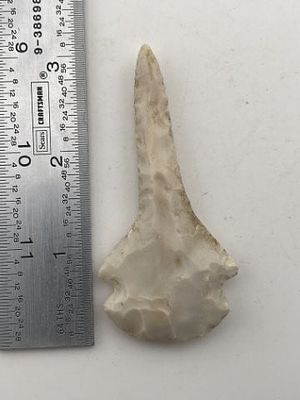 3 & 1/8" Dovetail Drill Indian Artifact Arrowhead. KEY WORDS: INDIAN ARTIFACT ARTIFACTS 