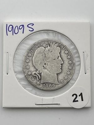1909 S Barber Half Dollar Coin. All coins have been Sigma tested for authenticity. Please bid 