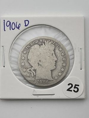 1906 D Barber Half Dollar Coin. All coins have been Sigma tested for authenticity. Please bid 