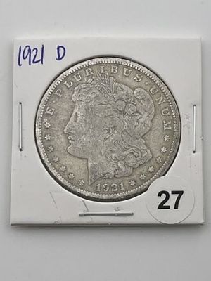 1921 D Morgan Silver Dollar Coin. All coins have been Sigma tested for authenticity. Please bid 