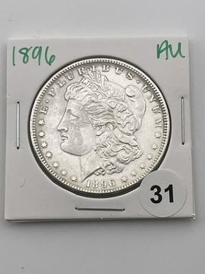 1896 AU Morgan Silver Dollar Coin. All coins have been Sigma tested for authenticity. Please bid 