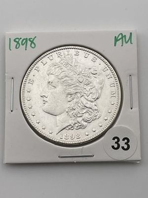 1898 AU Morgan Silver Dollar Coin. All coins have been Sigma tested for authenticity. Please bid 