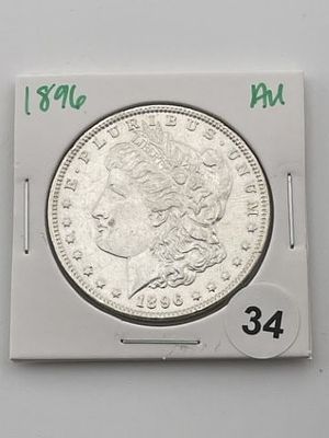 1896 AU Morgan Silver Dollar Coin. All coins have been Sigma tested for authenticity. Please bid 