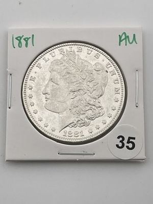 1881 AU Morgan Silver Dollar Coin. All coins have been Sigma tested for authenticity. Please bid 