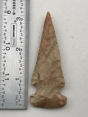 3" Side Notch Indian Artifact Arrowhead. KEY WORDS: INDIAN ARTIFACT ARTIFACTS ARROWHEAD 